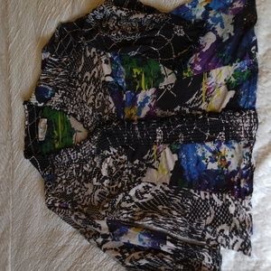 V neck silk 3/4 sleeve blouse